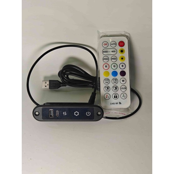 Smart color light strip controller with USB dual charging and mobile app control