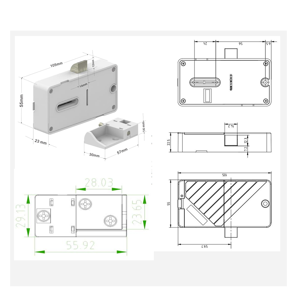 Concealed Cabinet Lock, compatible with Tuya APP and card unlocking, Model SA-830